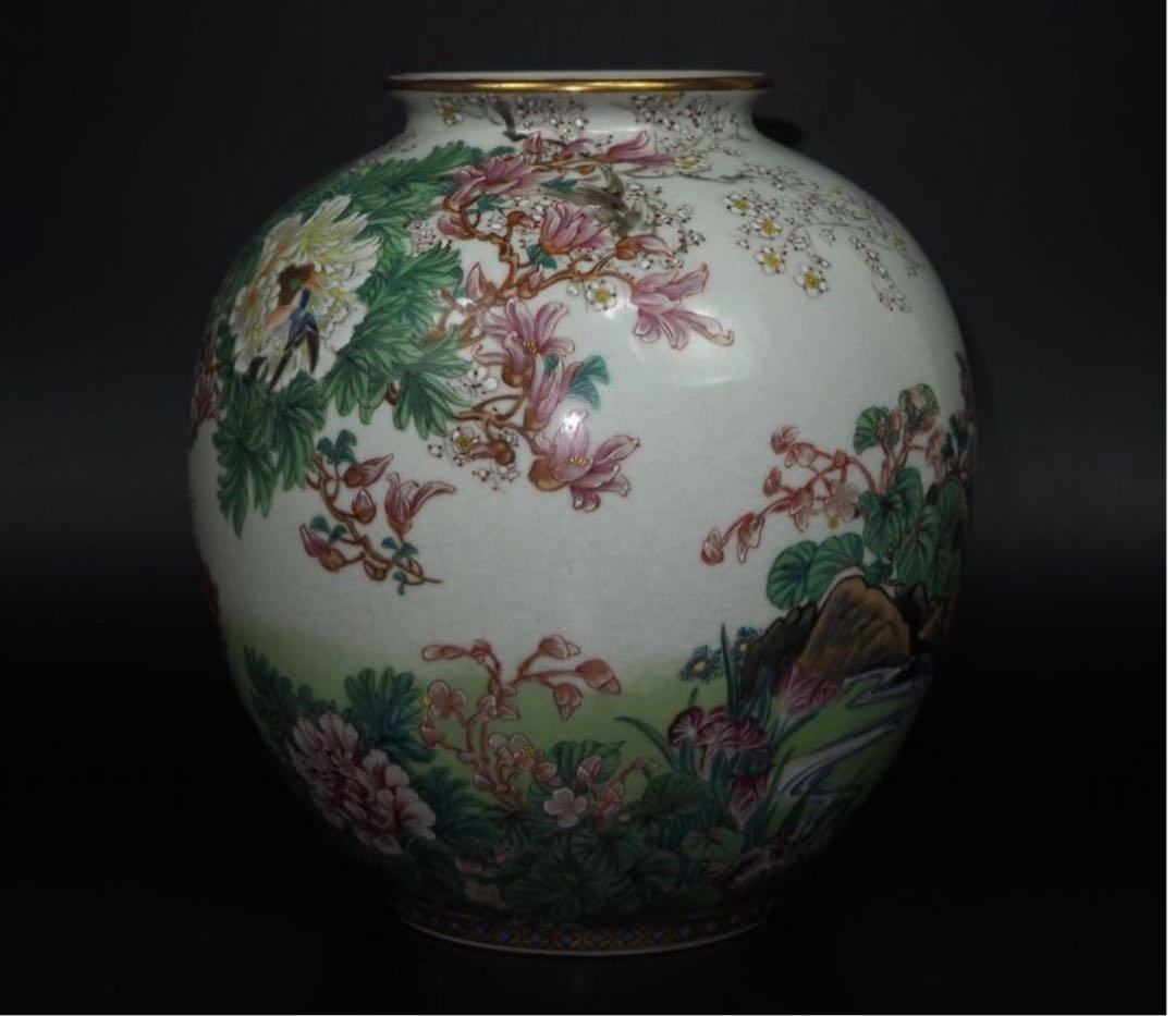 送料無料　九谷焼名工　清水美山造 花瓶 本物保証