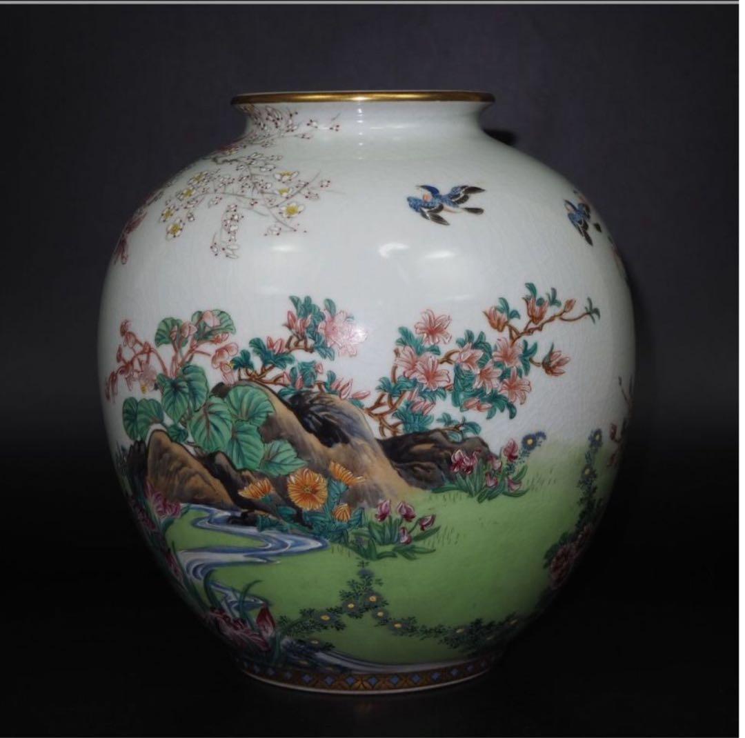 送料無料　九谷焼名工　清水美山造 花瓶 本物保証