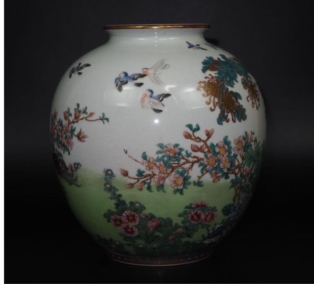 送料無料　九谷焼名工　清水美山造 花瓶 本物保証