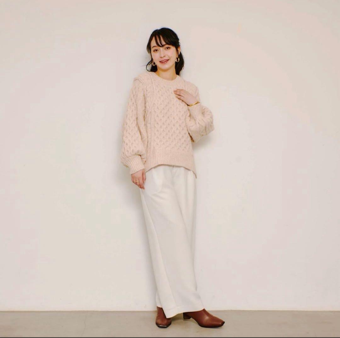 モンシェリ　【リンクコーデSET】ケーブルドロップショルダーニット　Mサイズ