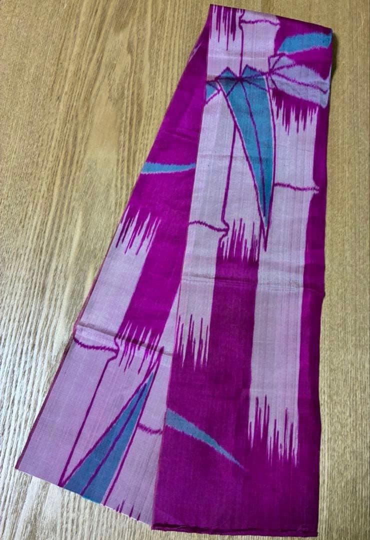 セット　小紋竹縞模様＋半幅帯帯　玩具　半衿おまけ付き