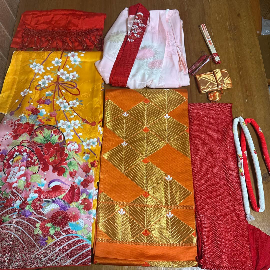 七五三7歳正絹着物、長襦袢、正絹袋帯、小物セット