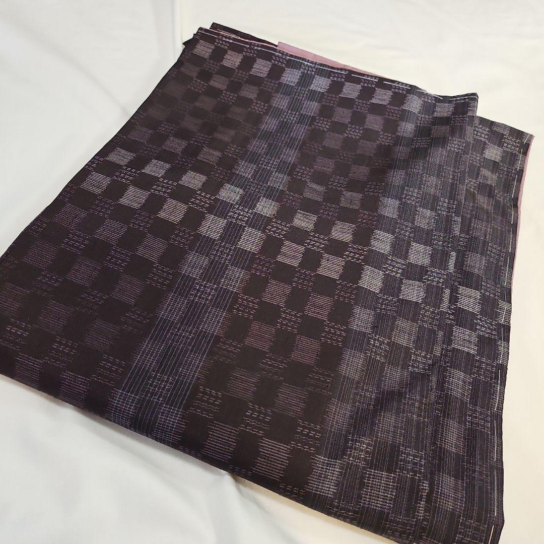 紬☆さが美謹製☆市松模様☆仕付け付き☆正絹☆とても美品な逸品