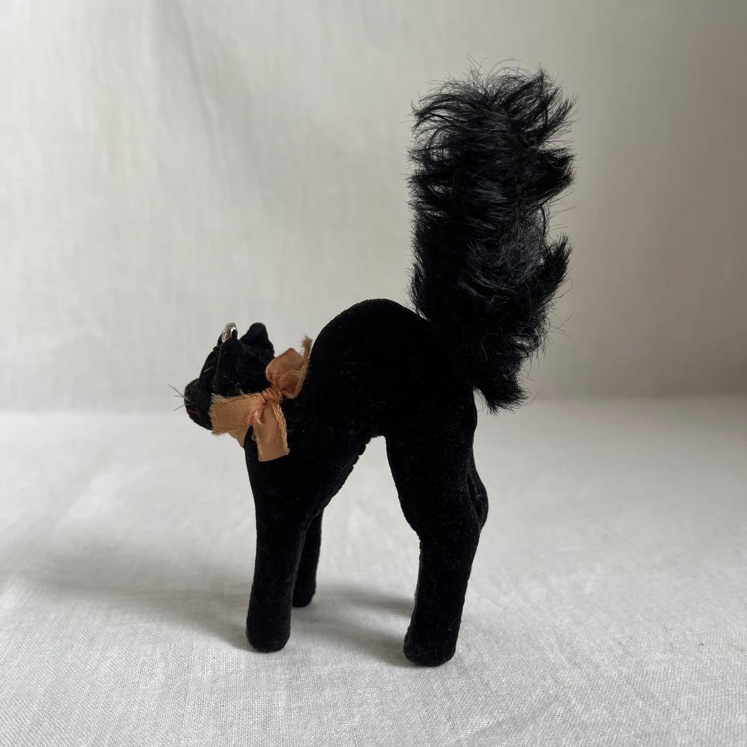 【最小】アンティーク　シュタイフ　トムキャット　黒ねこ
