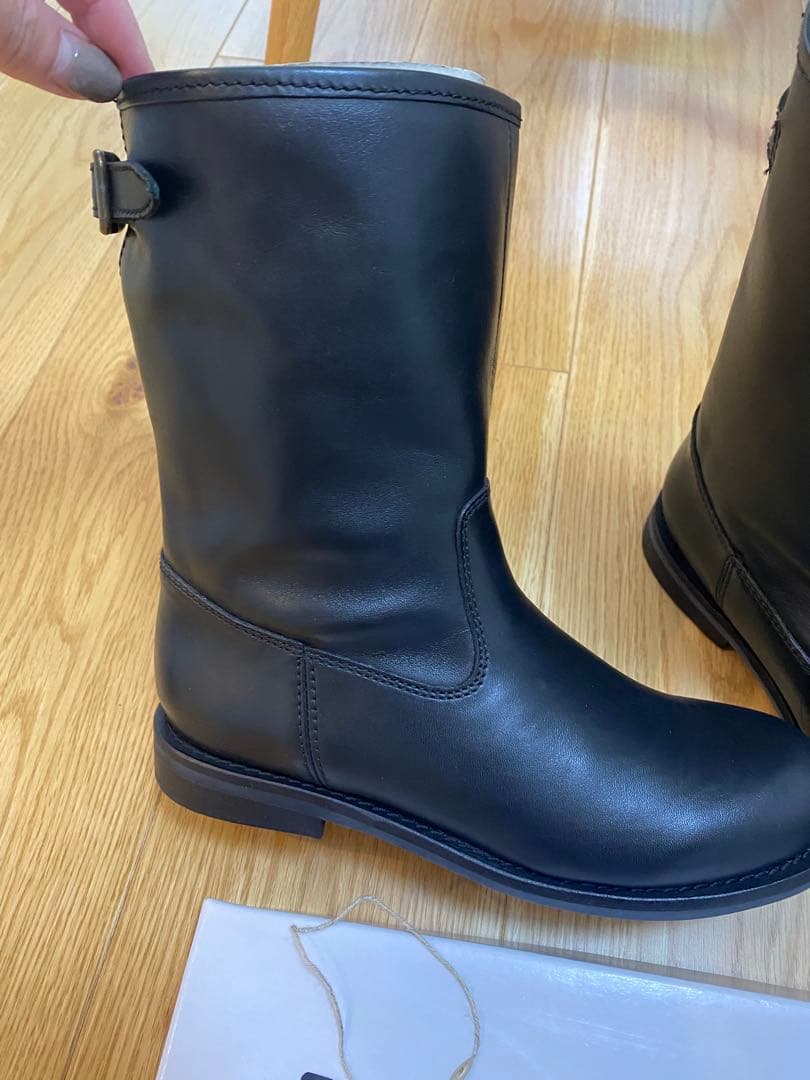 【新品】LOISIR ブラック レザーブーツ　Mサイズ　23.5-24.0