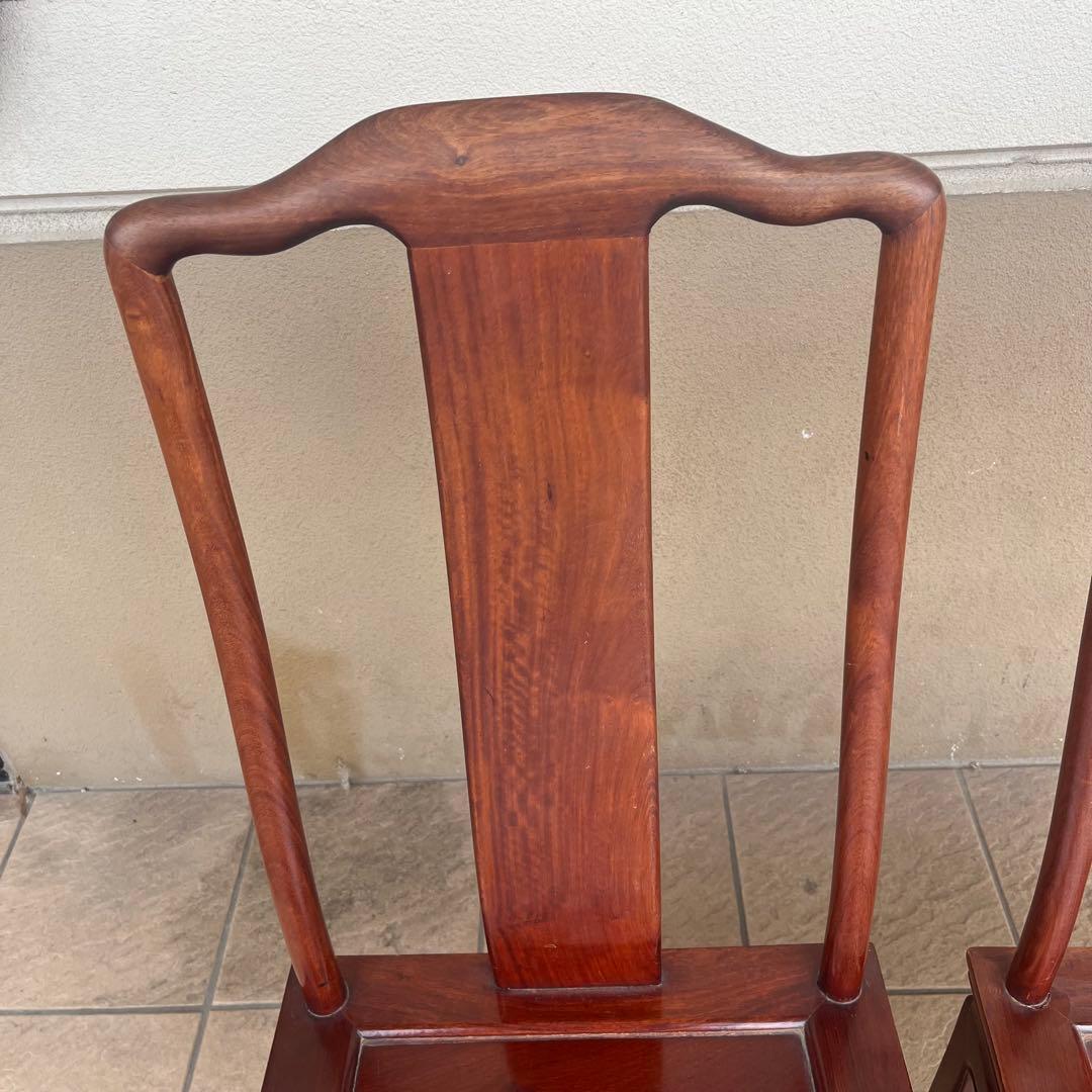 ①唐木家具 食卓椅子 アームチェア 花梨材 馬蹄脚