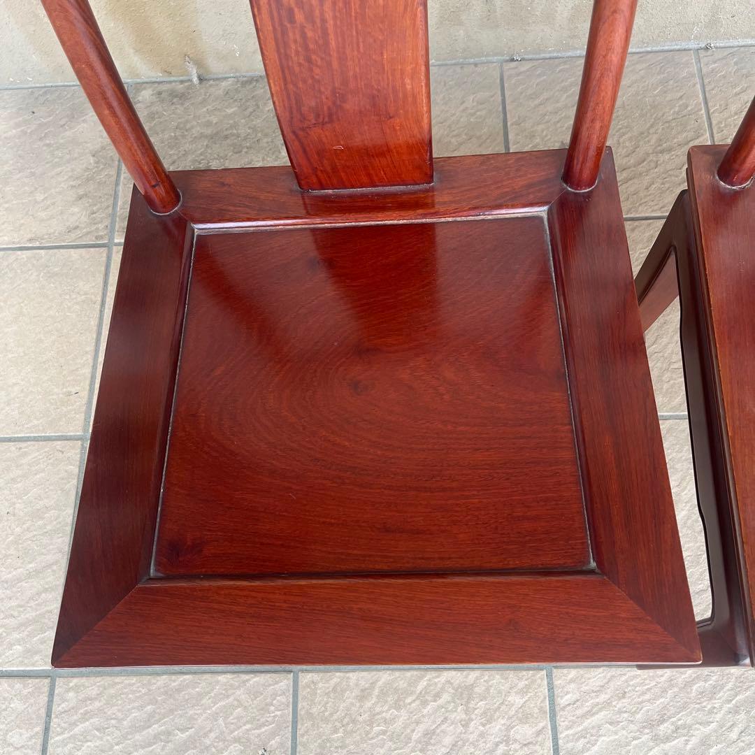 ①唐木家具 食卓椅子 アームチェア 花梨材 馬蹄脚