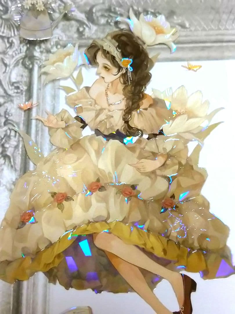 J666＃花姗翩翩(贝壳光)一木一横切り売り海外人物マステ女の子