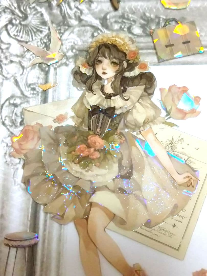 J666＃花姗翩翩(贝壳光)一木一横切り売り海外人物マステ女の子