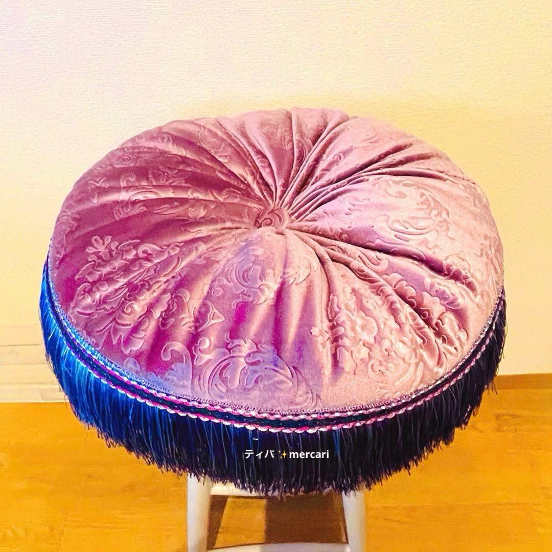 ANNASUIクッション　Francfranc×アナスイ　紫　丸ラウンド　座布団