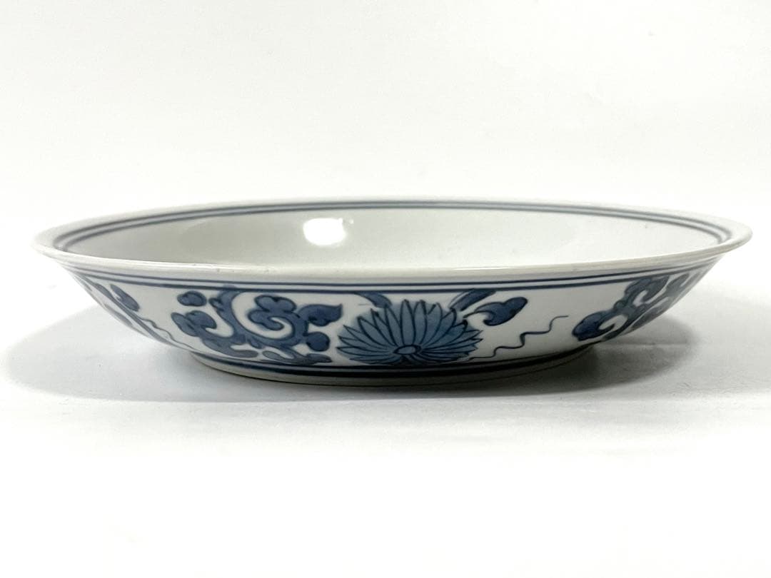 古伊万里　染付　双龍図　竜図　花唐草　皿　古染付　青花　アンティーク　骨董　辰年