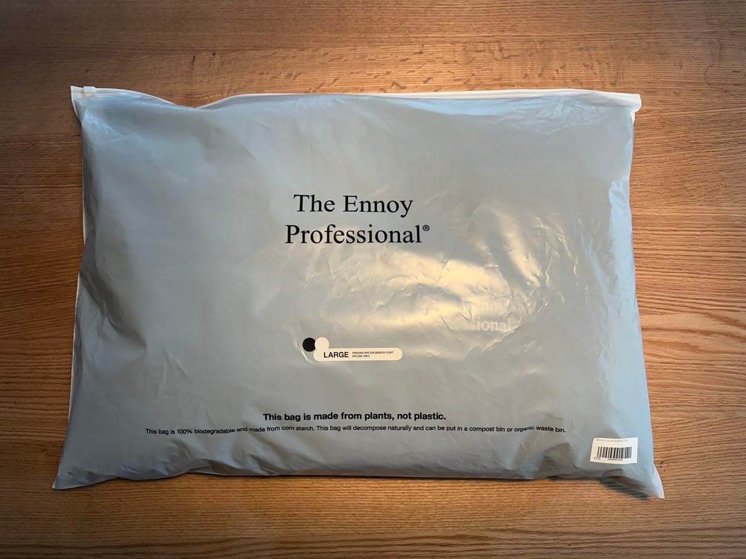 ENNOY PADDED NYLON BENCH COAT ブラック×ホワイト