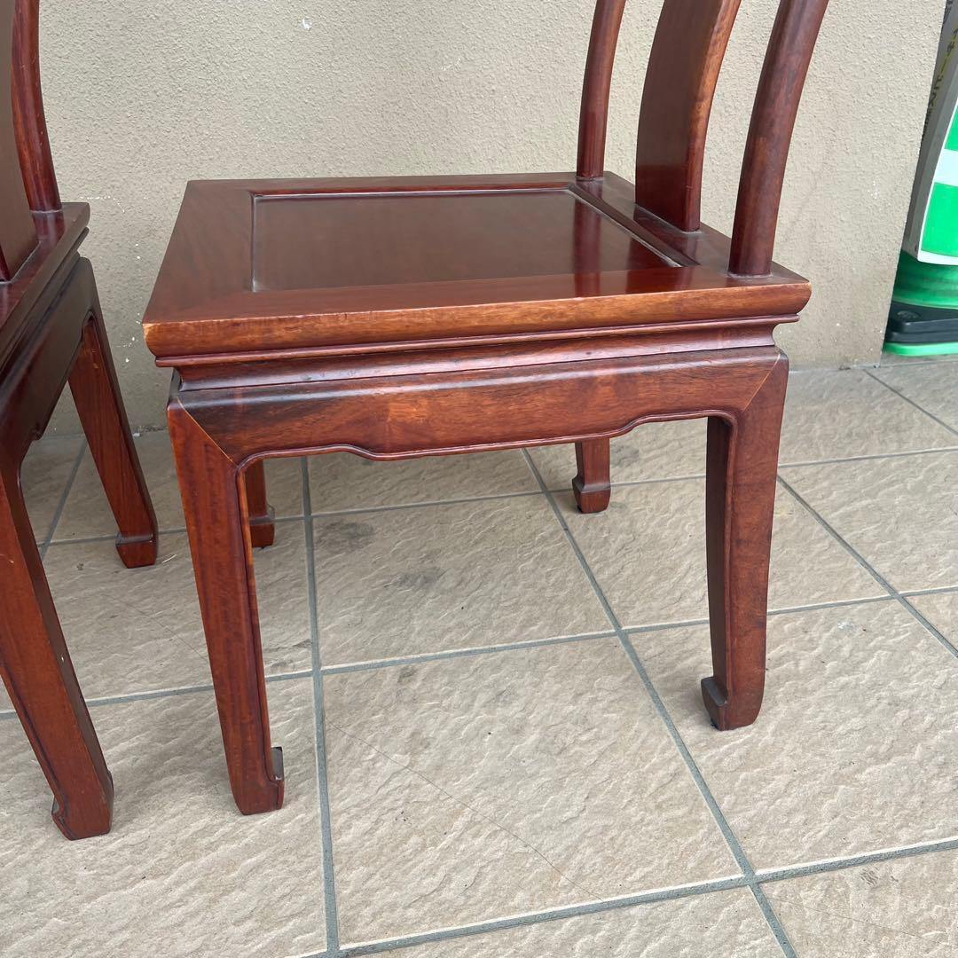 ①唐木家具 ダイニングチェア 食卓椅子 アームチェア 花梨材 馬蹄脚