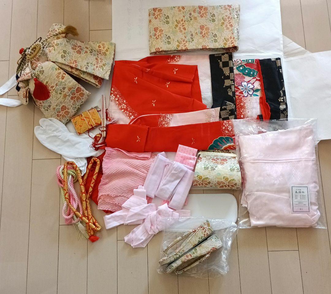 七五三 　女の子　花柄　着物　七歳　フルセット