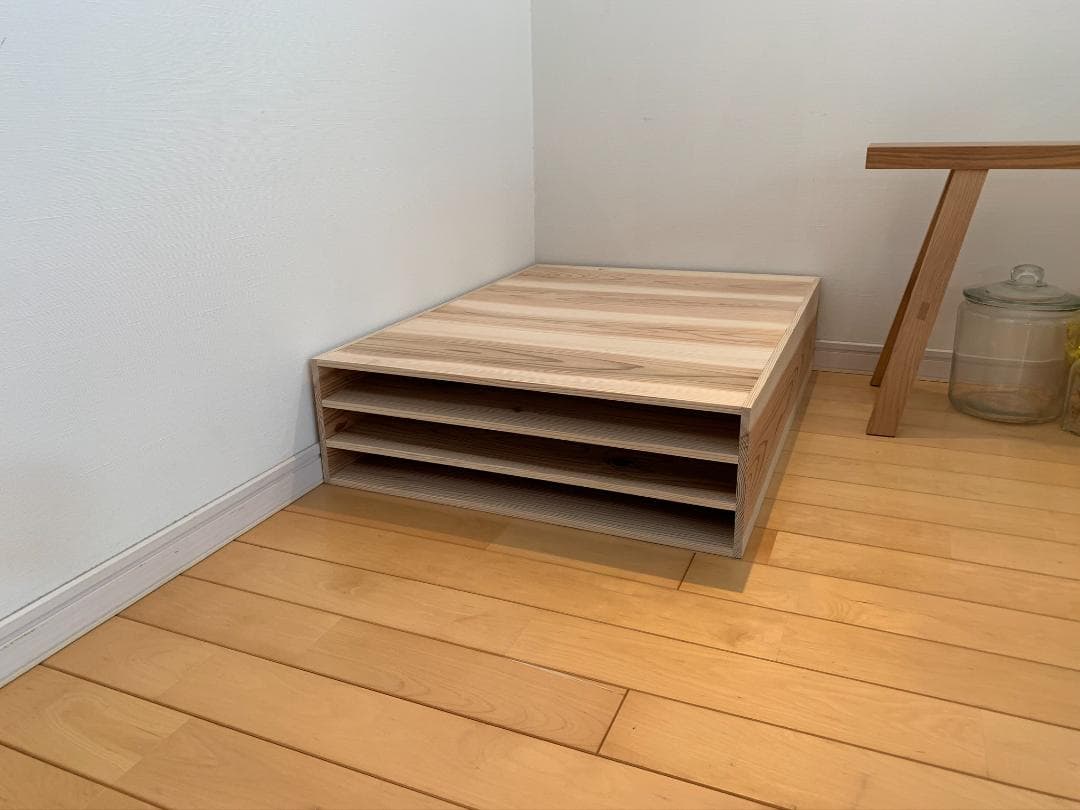 ★送料無料★サイズ変更可能★A1木製3段書類棚②/無垢材 収納 オーダー可能什器