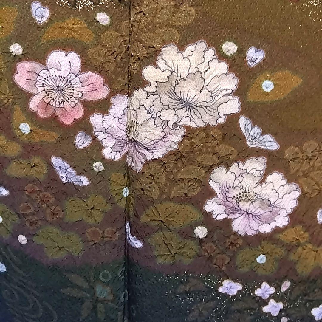 吉乃 一廉 セット 袋帯 絞り 訪問着 作家物 茶緑 辻ヶ花 辻が花 落款