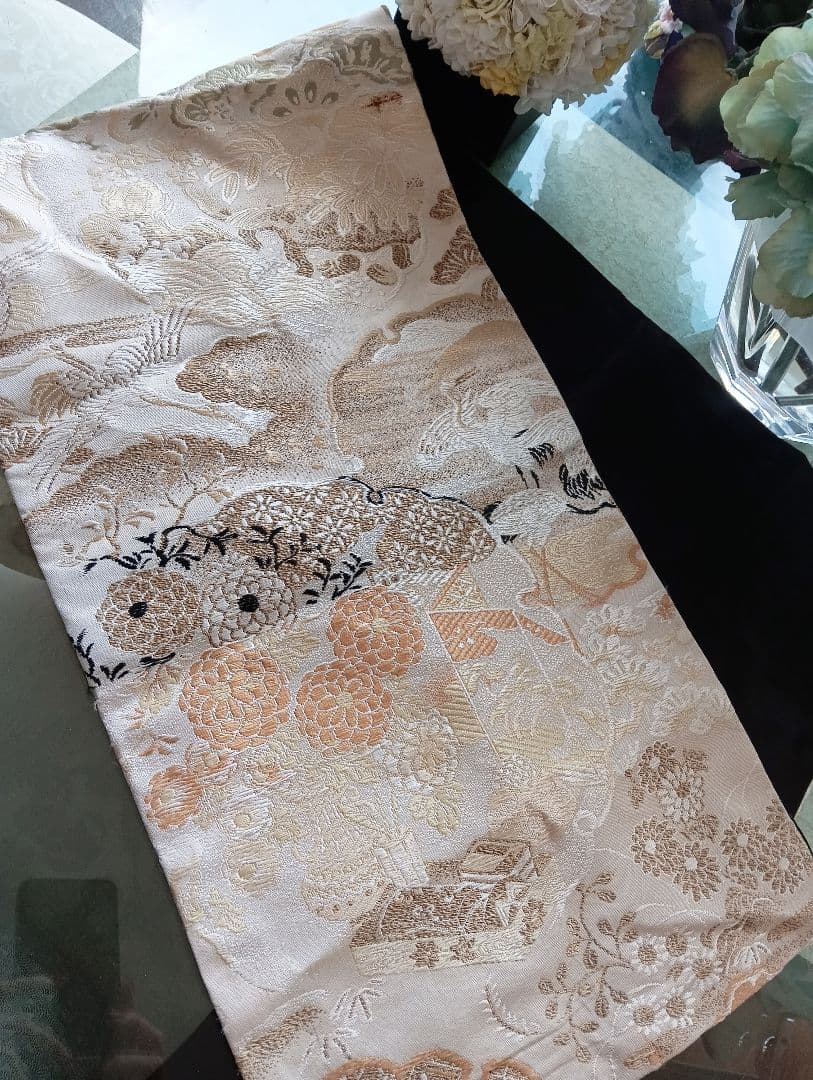 刺繍　織物　テーブルセンター　和風　西陣織　正月