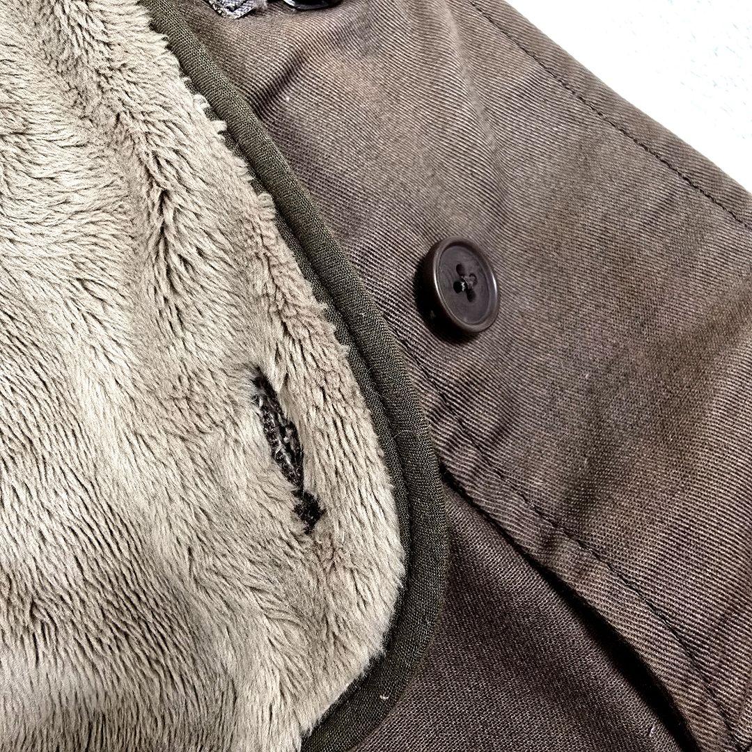 アダムエロペ モッズコート フード ボアライナー付 ロングコート ブラウン L