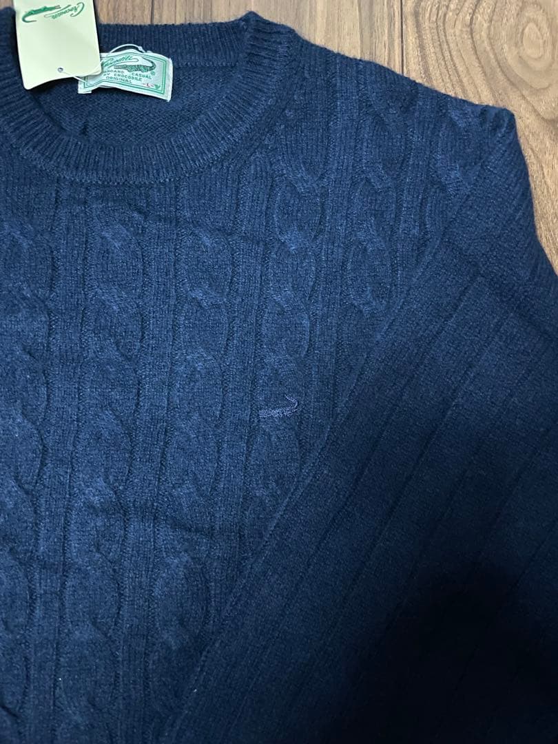 ［美品］クロコダイル　カシミヤケーブルニット Lサイズ ネイビー