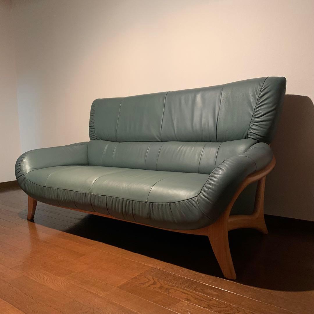 カリモク チターノ ソファ 本革 ハイバック 送料込み