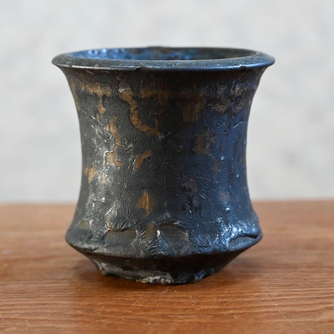 【連休最終価格】姫野翔太 作家鉢 銀彩菊模様 Cylinder