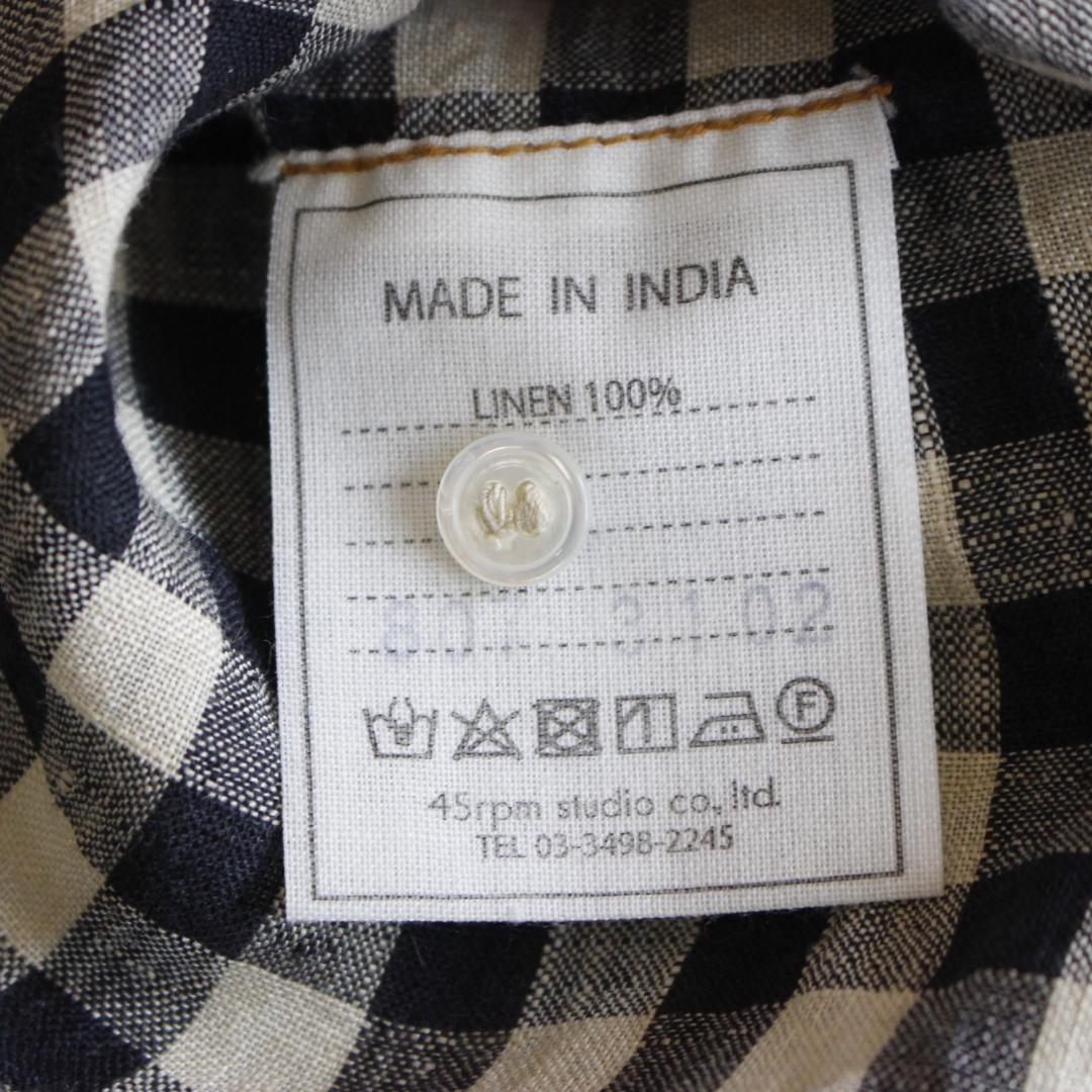 【現行タグ】45R インドガーゼリネン908ビッググーグーシャツ M R刺繡