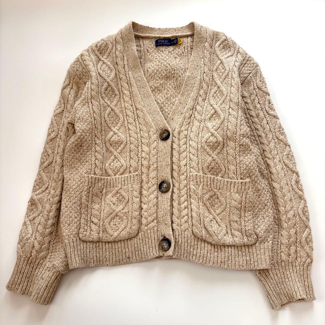 【カシミヤ混】ポロラルフローレン　ケーブルニットカーディガン　QR 定価7万
