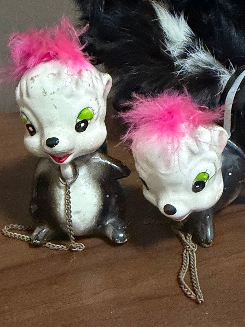 陶器❤️スカンク3個　フィギュリン　昭和レトロ 入手困難