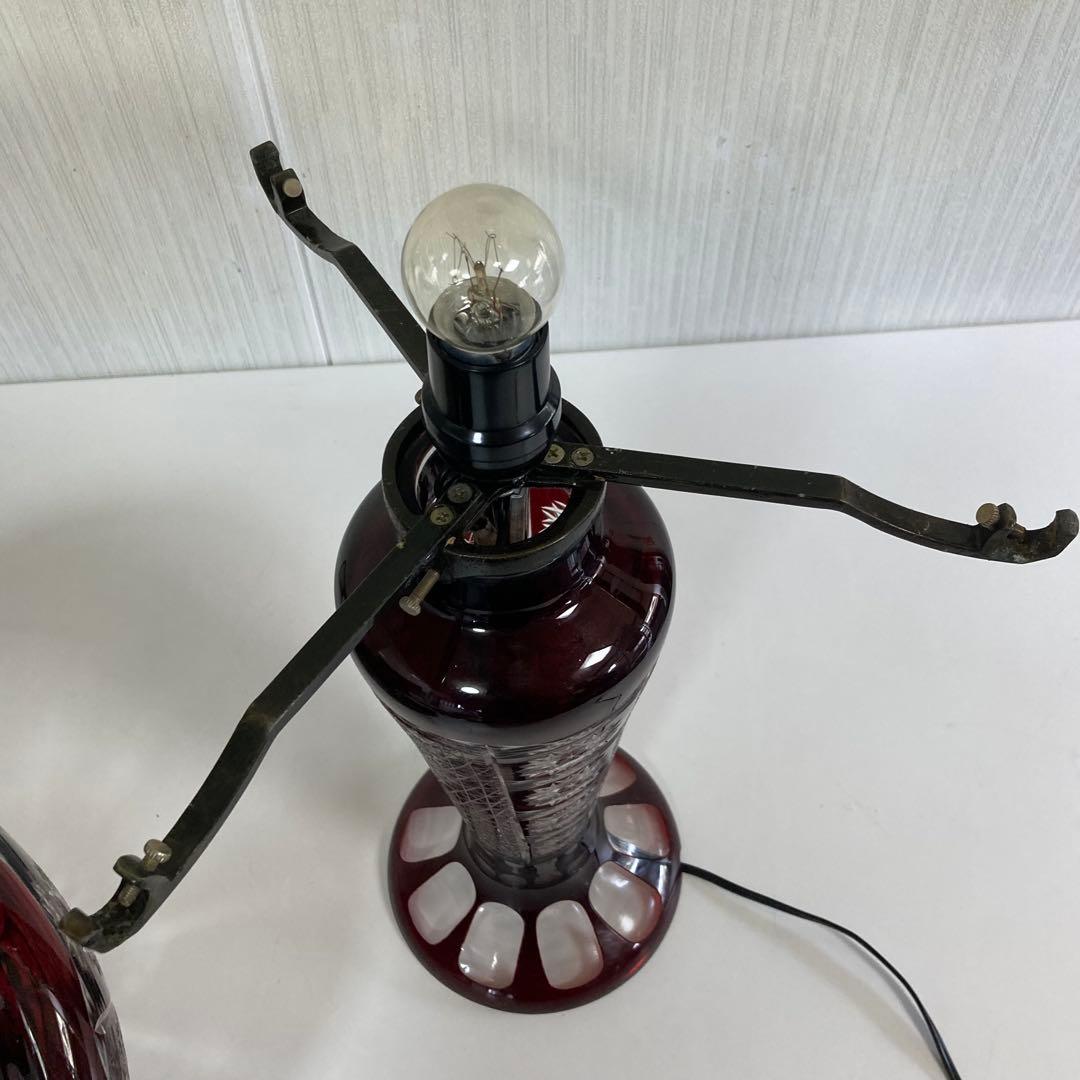 切子 卓上 テーブルランプ 昭和レトロ キノコ型 ガラス