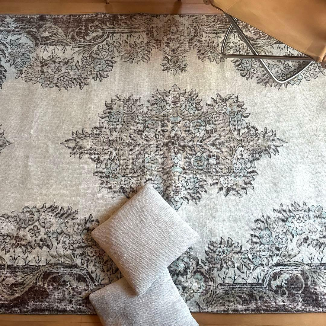 貴重超大判161.5×281ボタニカルメダリオン　トルコヴィンテージラグ