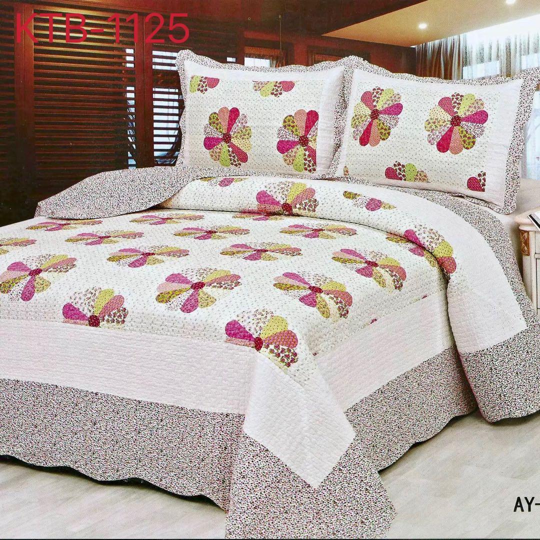 キルトベッドカバー3点セット綿マルチカバー キルティング WET