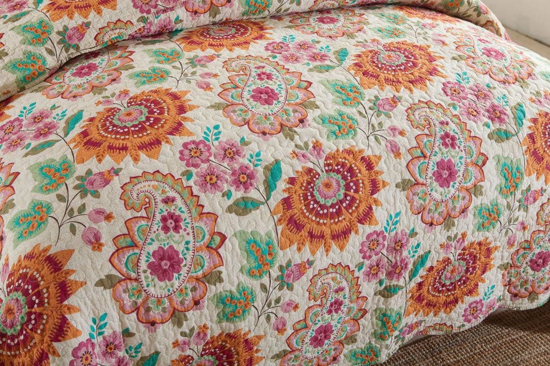 キルトベッドカバー3点セット綿マルチカバー キルティング WET