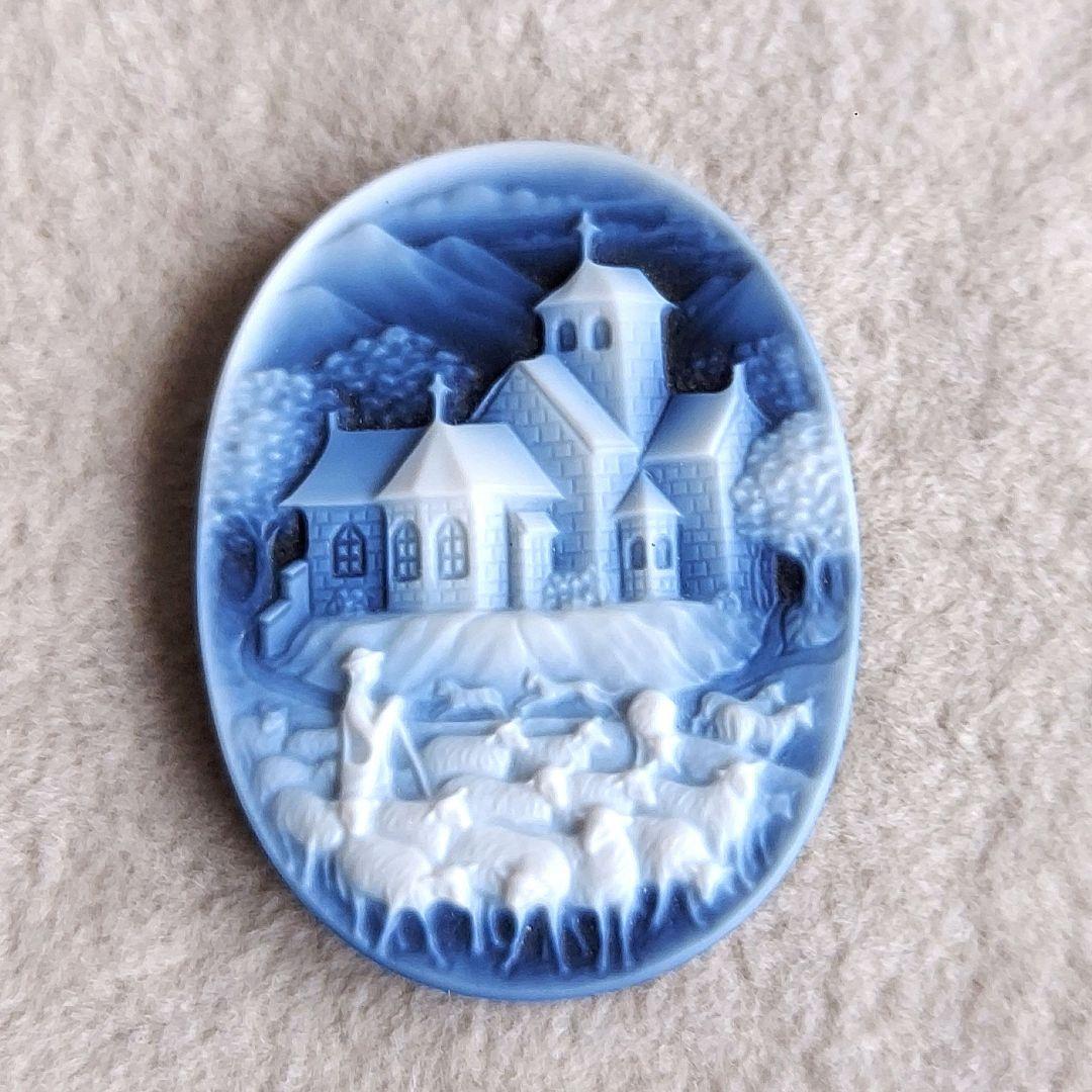 羊飼いと教会　ストーン　カメオ　ルース