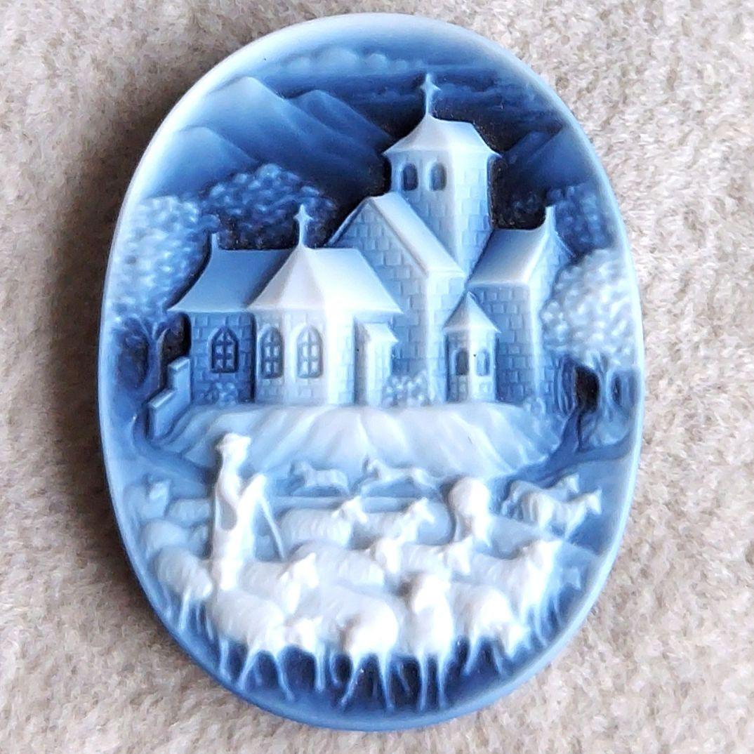 羊飼いと教会　ストーン　カメオ　ルース