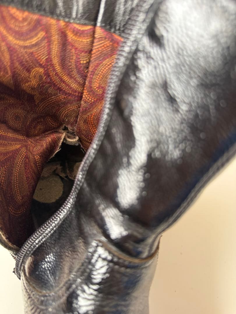 90s スクエアトゥ エナメル ウエスタンブーツ ブラック hooked