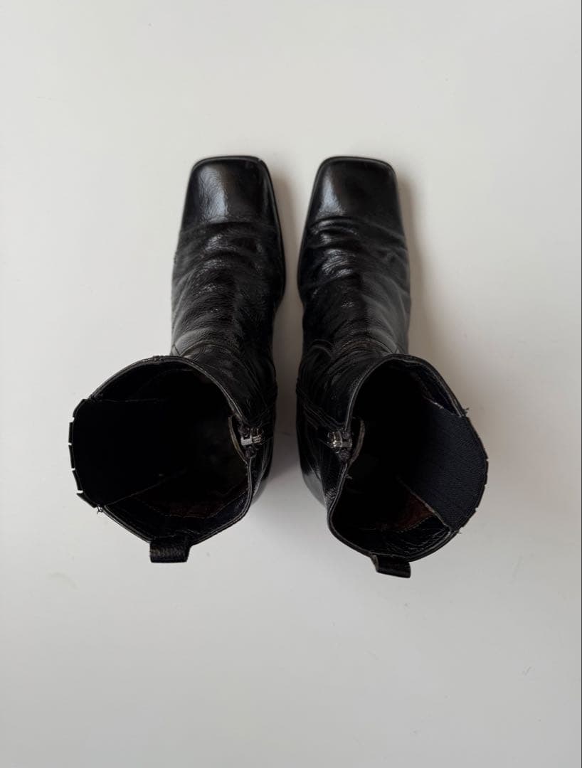 90s スクエアトゥ エナメル ウエスタンブーツ ブラック hooked