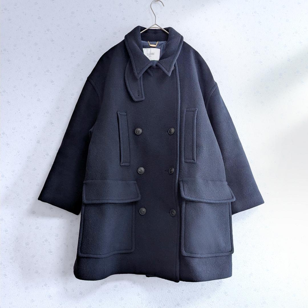 SLOBE IENA メルトンビッグPコート ウール スタンドカラー 36
