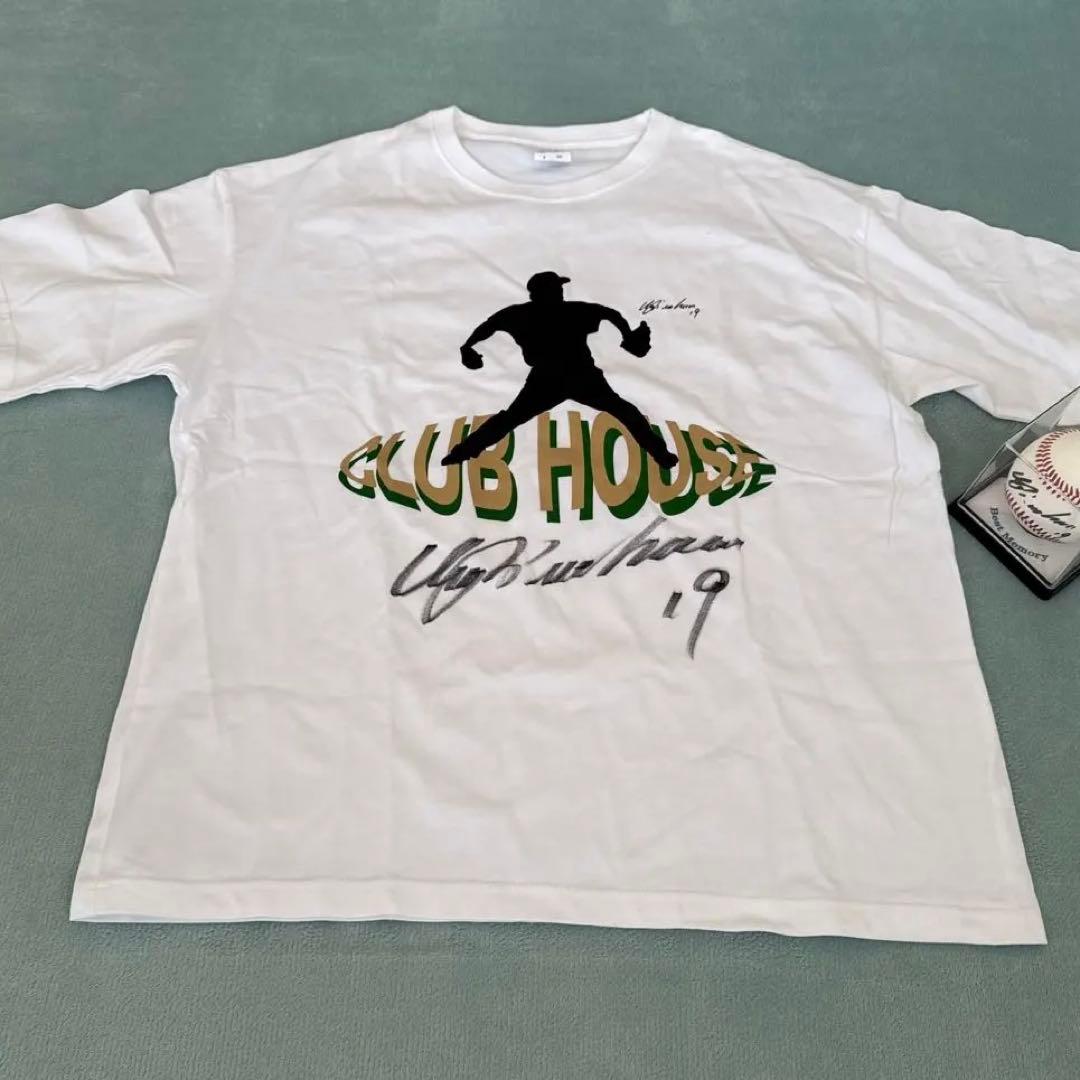 上原浩治　元プロ野球選手のサイン入りシャツ(M) & 野球ボール