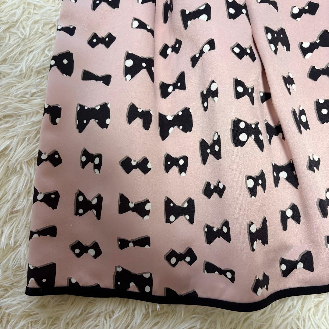 【美品】リボン付き　エムズグレイシー　ワンピース　フレア ピンク　20年 38