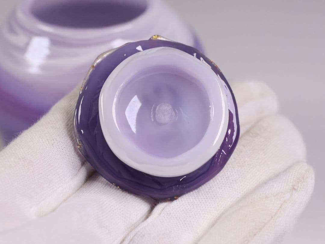 茶道具 船越美智代 ガラス茶入 ギヤマン 硝子 紫 マーブル【CM341】