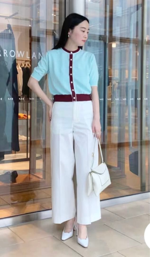 MACPHEE ドライコットン ハーフスリーブカーディガン