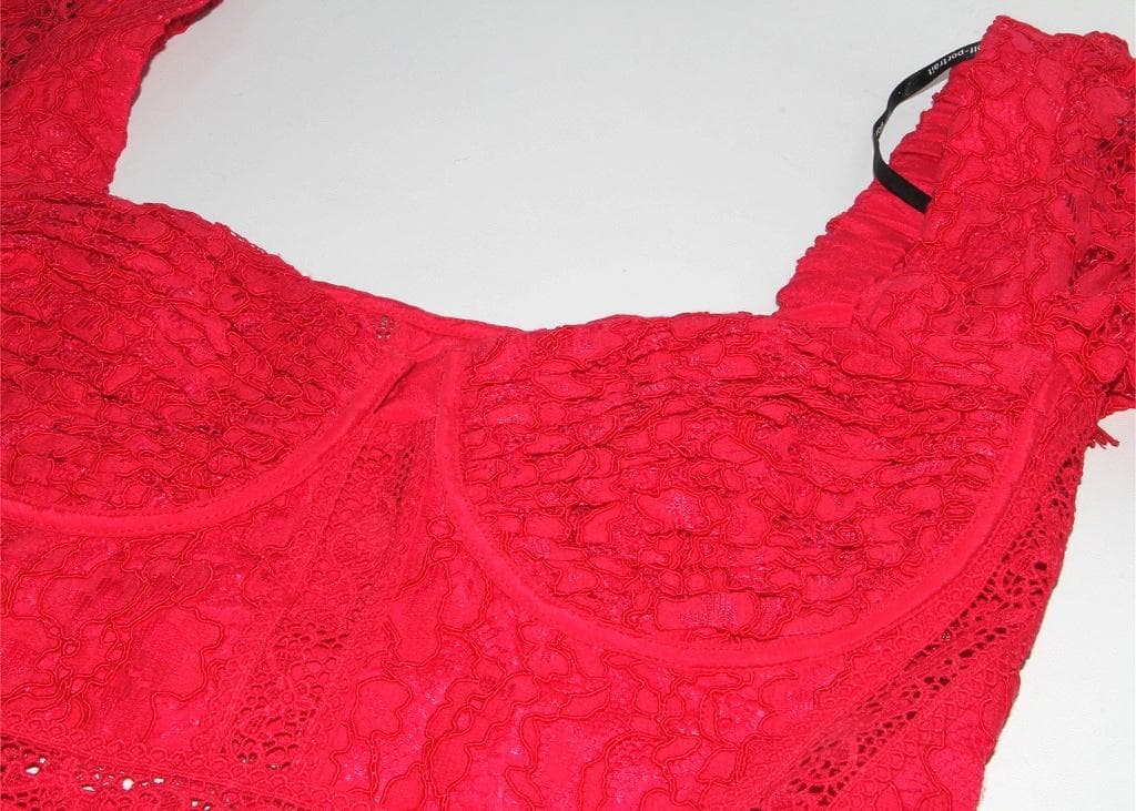 セルフポートレイト ワンピース レース 赤 UK8 未使用 Crepe