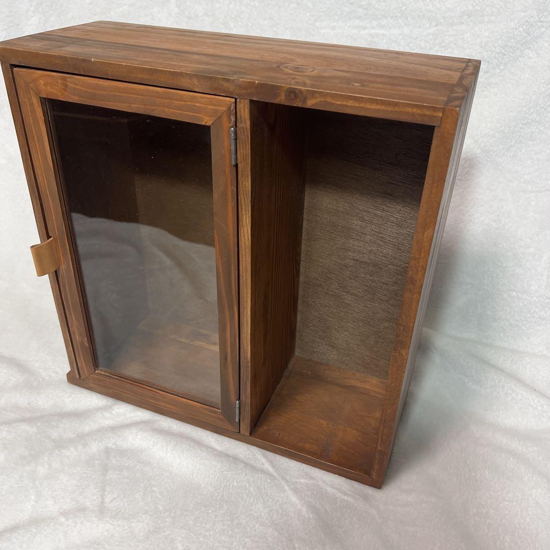 たーたんアンティーク ウッド ディスプレイラック 木製キャビネットガラス扉