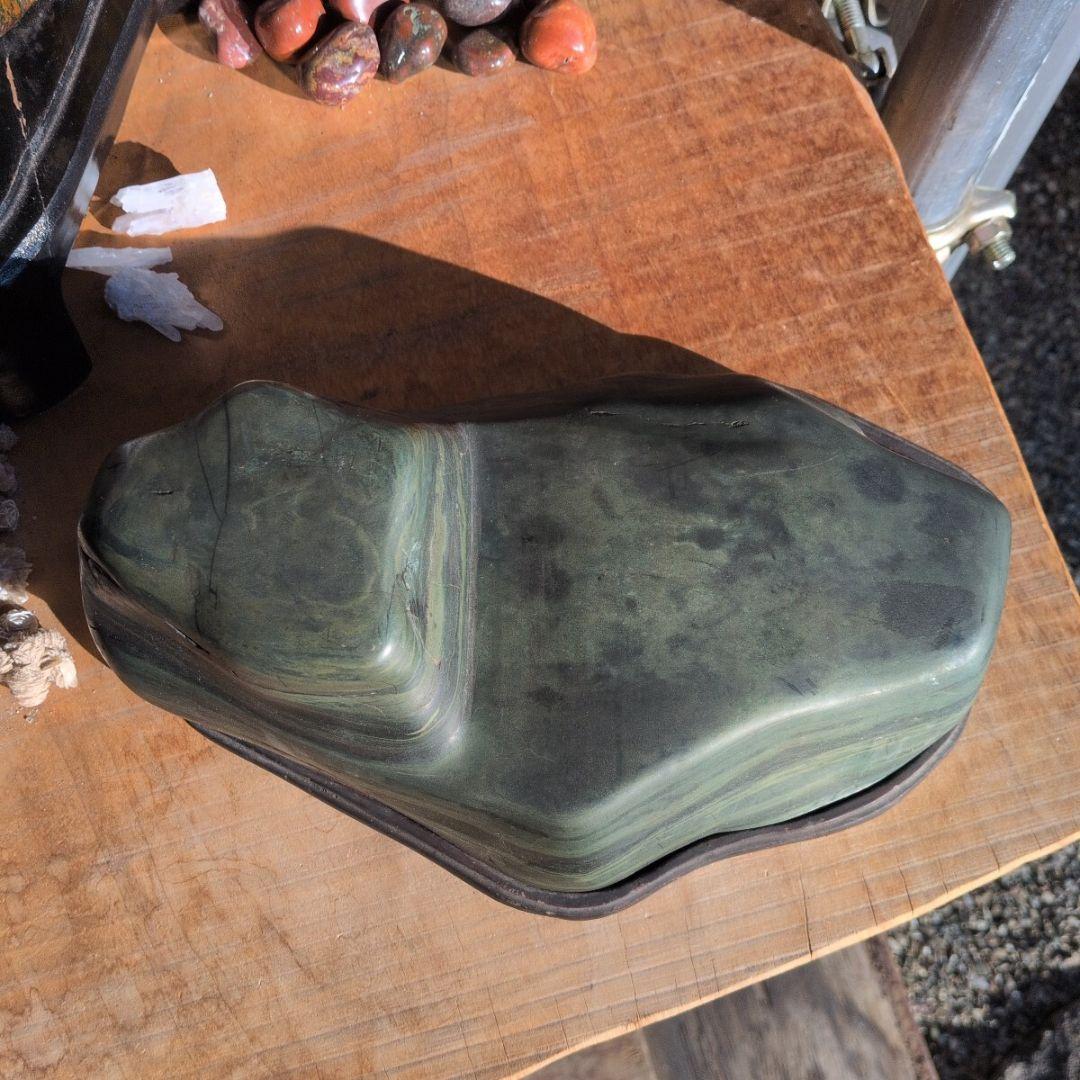 北海道日高産　青虎石　5.1キロ 鑑賞石 石　置物　オブジェ　インテリア