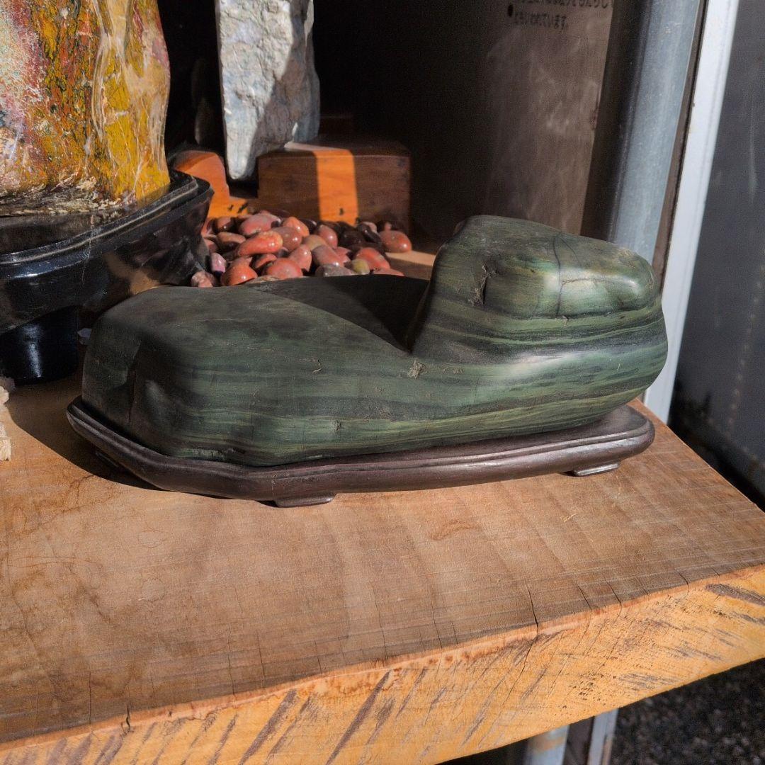 北海道日高産　青虎石　5.1キロ 鑑賞石 石　置物　オブジェ　インテリア