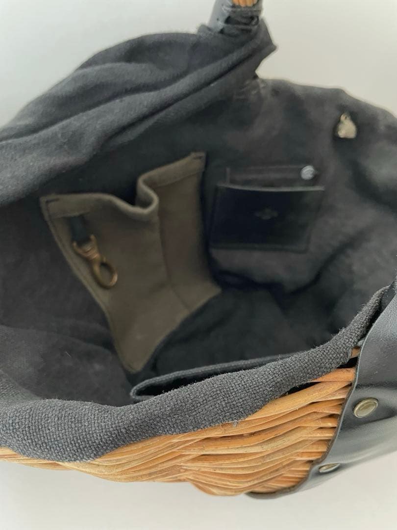 エバゴス ebagos 一本手 かごバッグ 黒 オイルショルダー