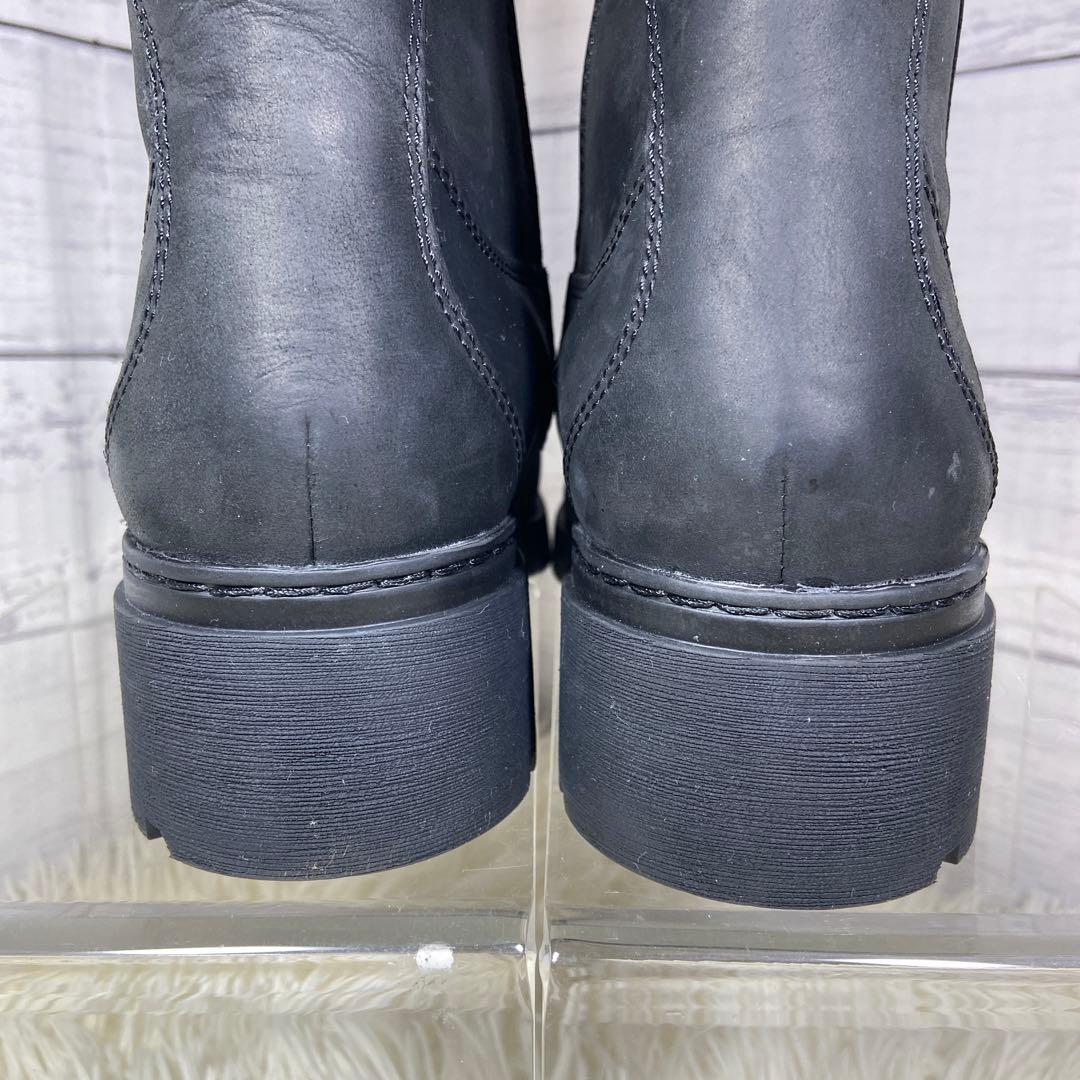 美品✨ティンバーランド レザーロングブーツ サイドジップ ウォータープルーフ 黒