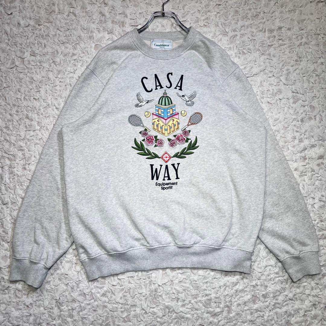 『希少』　Casablanca スウェット　ビッグ刺繍ロゴ　グレー　【L】