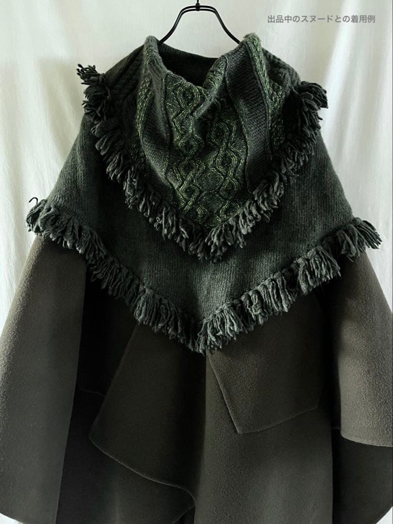 HYKEハイク メルトンウール ポンチョ/ケープコート マント