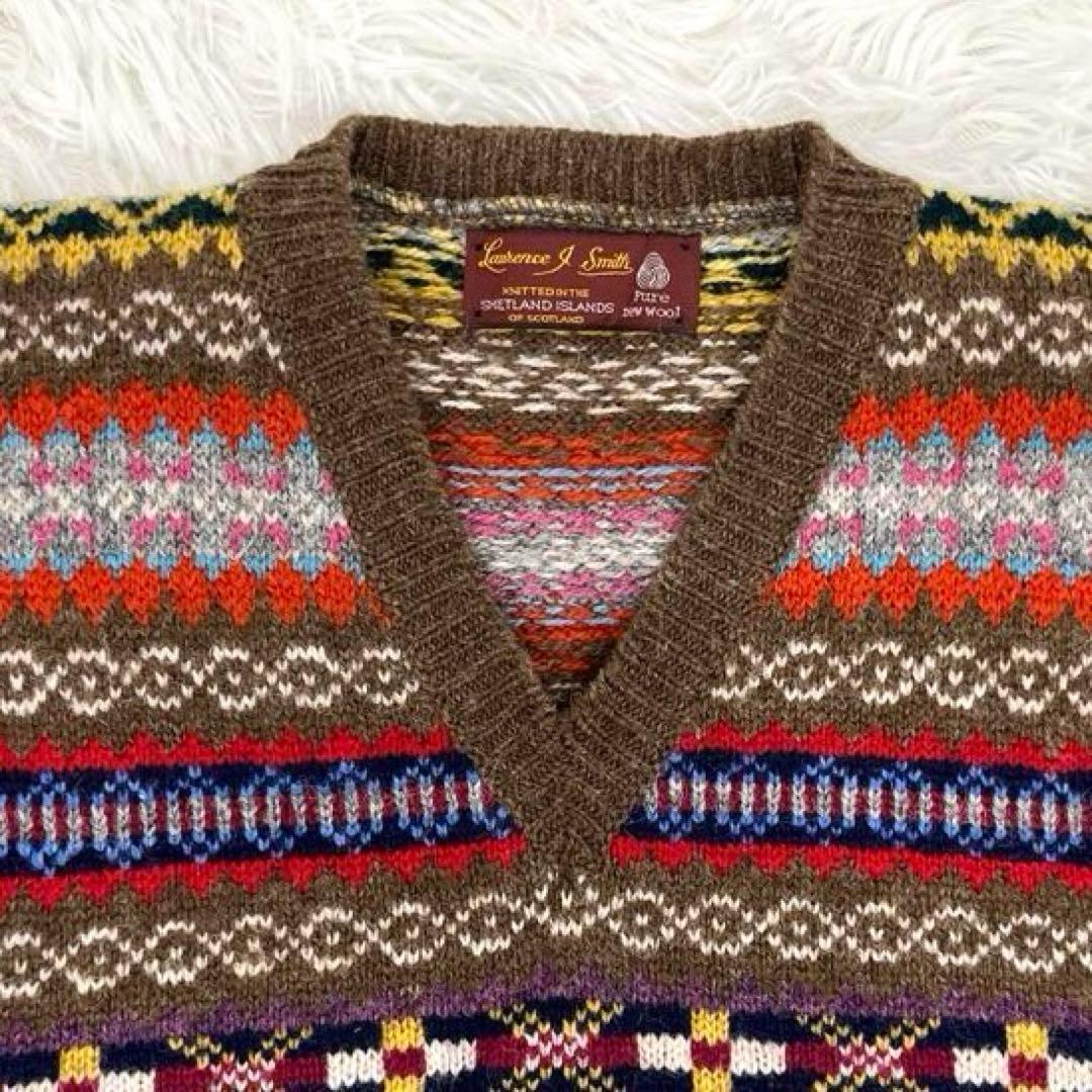 【美品】ローレンスジェイスミス×ビームス　ニットベスト・フェアアイル柄・